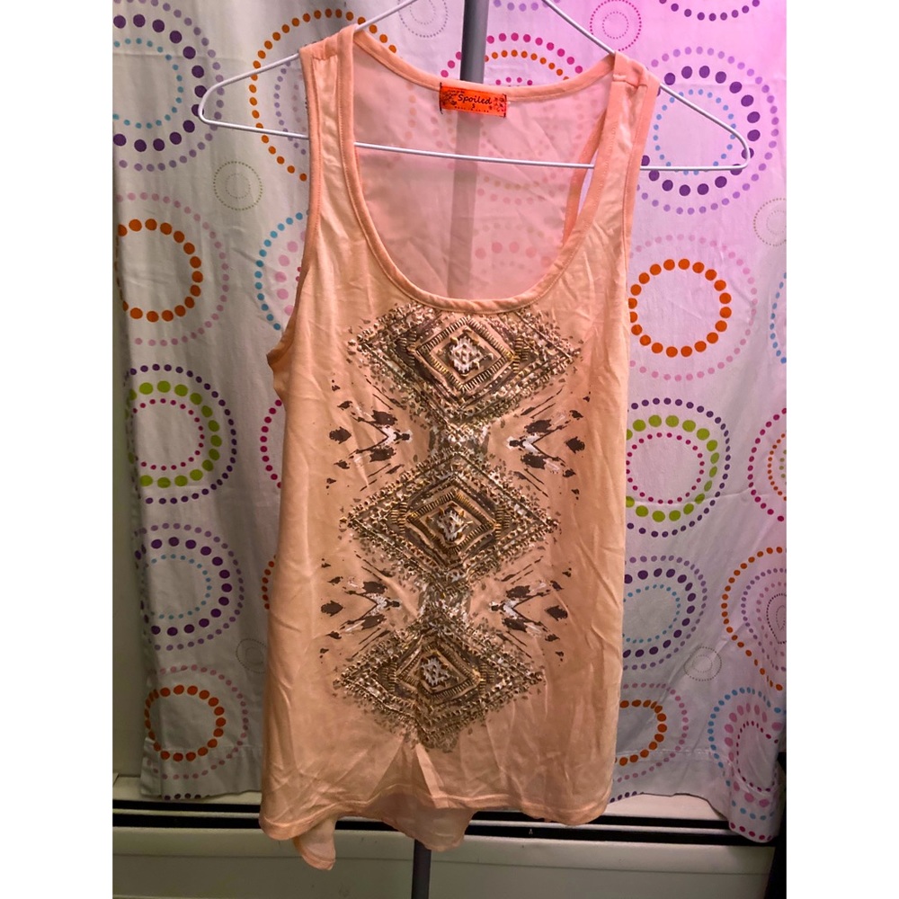 Pink see through back tank top